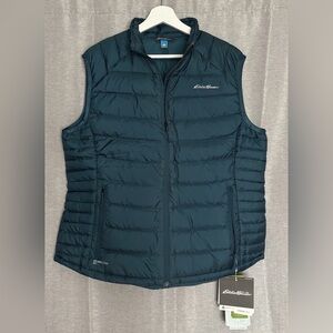 Eddie Bauer Vest Women’s XL First Ascent Goose Down Stormdown 800 Teal Blue